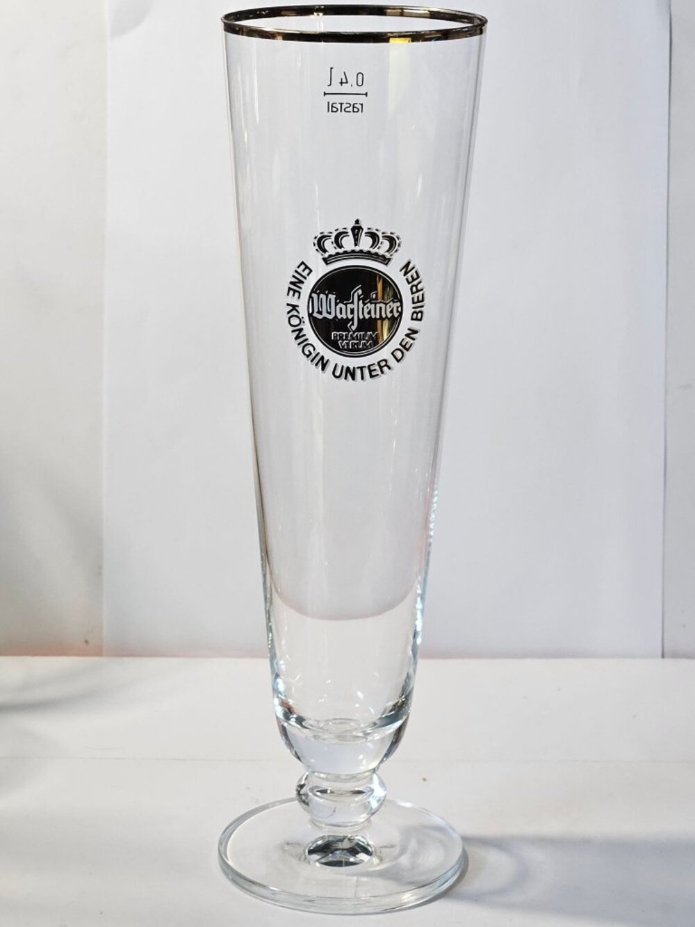 Warsteiner Beer Pilsner Glass 0.4L Rastal Gold Rim Footed Stemmed Glassware
